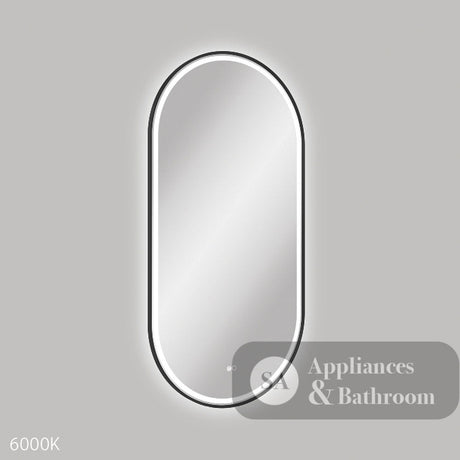 Fienza LED60120FPB Empire LED Matte Black Framed Mirror 600 x 1200mm - Mirrors