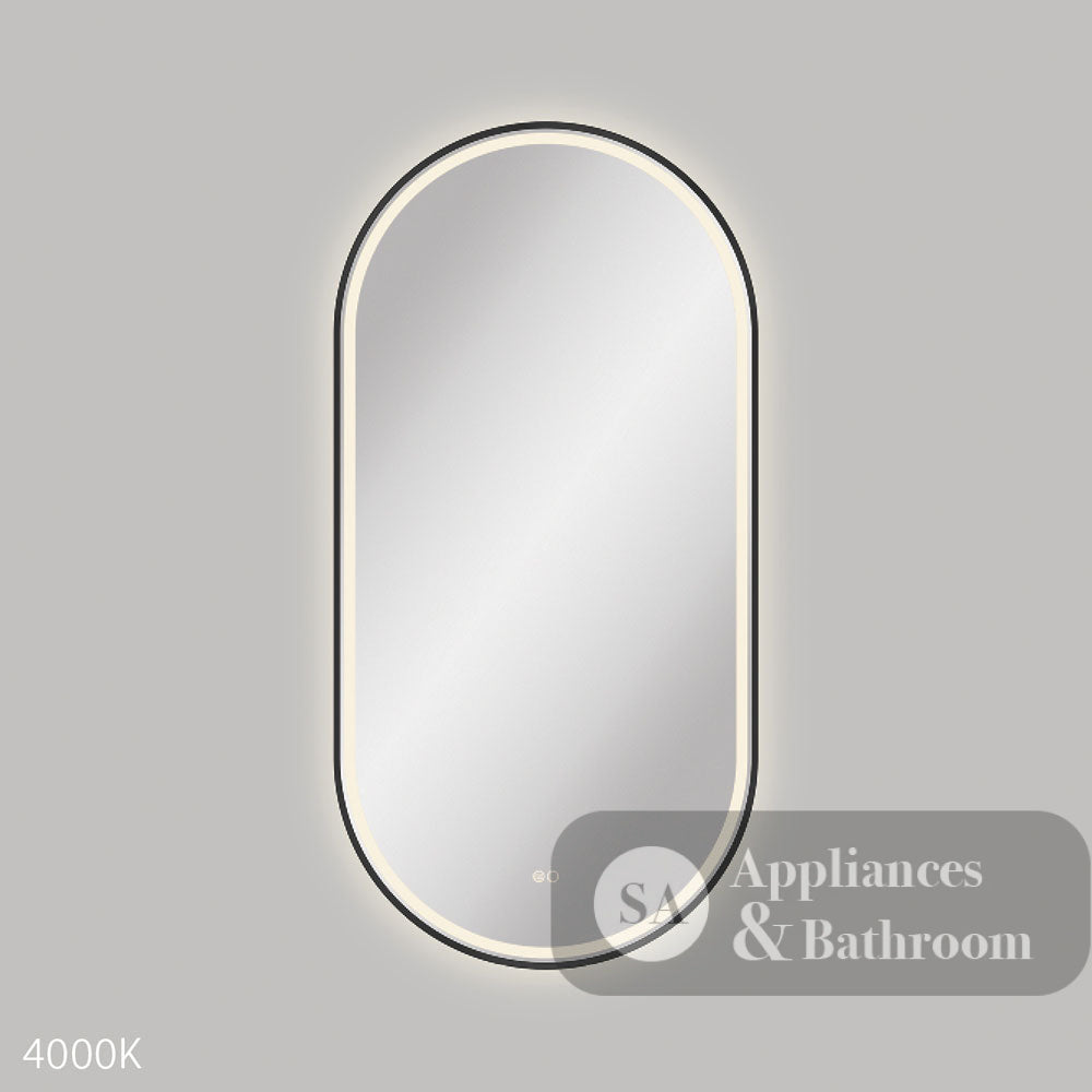 Fienza LED60120FPB Empire LED Matte Black Framed Mirror 600 x 1200mm - Mirrors