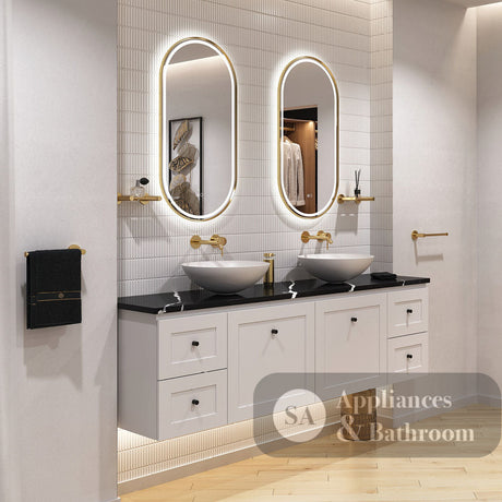 Fienza LED60120FPB Empire LED Matte Black Framed Mirror 600 x 1200mm - Mirrors