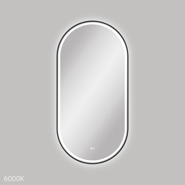 Fienza LED60120FPB Empire LED Matte Black Framed Mirror 600 x 1200mm - Mirrors