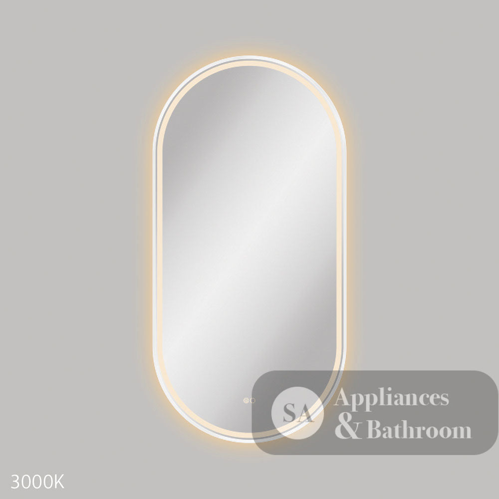 Fienza LED60120FPW Empire LED Matte White Framed Mirror 600 x 1200mm - Mirrors
