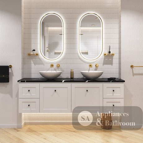 Fienza LED60120FPW Empire LED Matte White Framed Mirror 600 x 1200mm - Mirrors