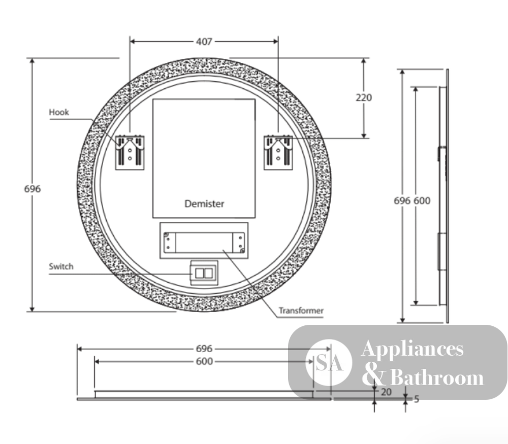 Fienza LED696 Kaya Round LED Mirror - Mirrors