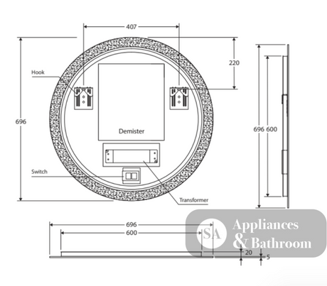 Fienza LED696 Kaya Round LED Mirror - Mirrors