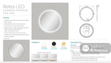 Fienza LED700FRB Reba LED Matte Black Framed Mirror 700mm - Mirrors
