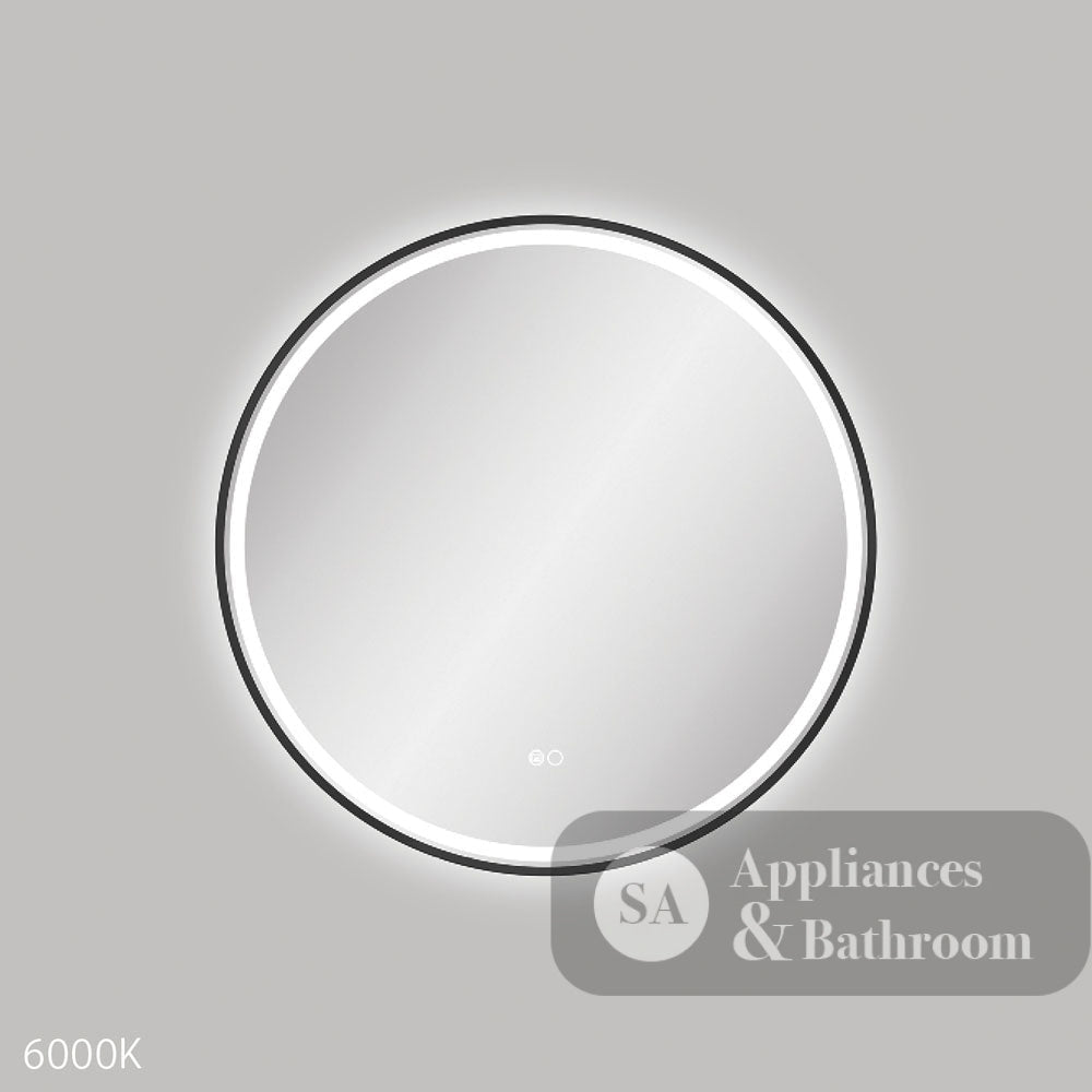Fienza LED700FRB Reba LED Matte Black Framed Mirror 700mm - Mirrors