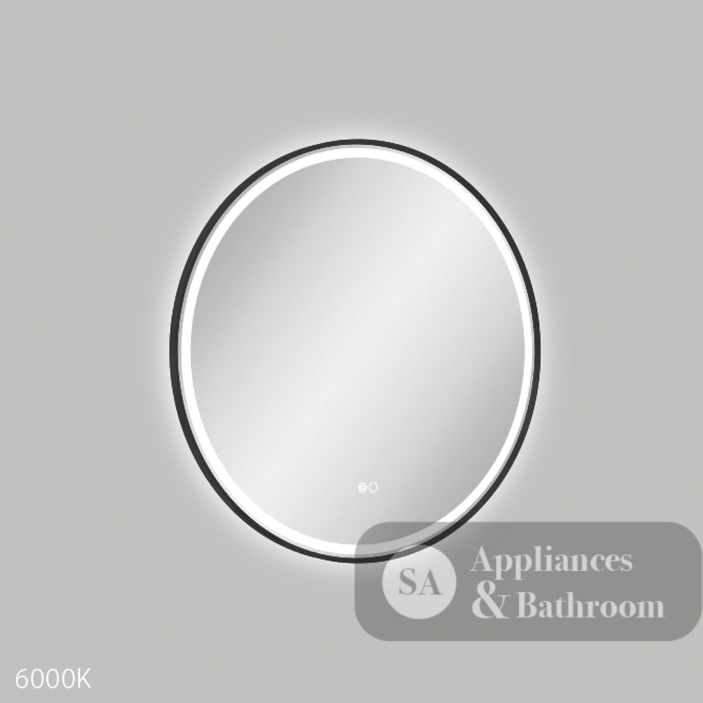 Fienza LED700FRB Reba LED Matte Black Framed Mirror 700mm - Mirrors