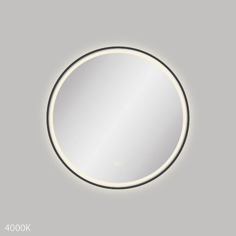 Fienza LED700FRB Reba LED Matte Black Framed Mirror 700mm - Mirrors