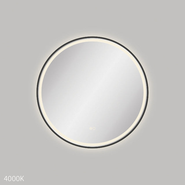 Fienza LED700FRB Reba LED Matte Black Framed Mirror 700mm - Mirrors