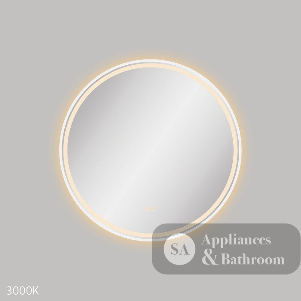 Fienza LED700FRW Reba LED Matte White Framed Mirror 700mm - Mirrors
