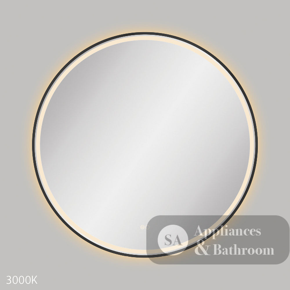 Fienza LED900FRB Reba LED Matte Black Framed Mirror 900mm - Mirrors