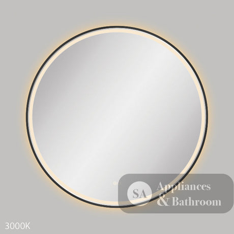 Fienza LED900FRB Reba LED Matte Black Framed Mirror 900mm - Mirrors