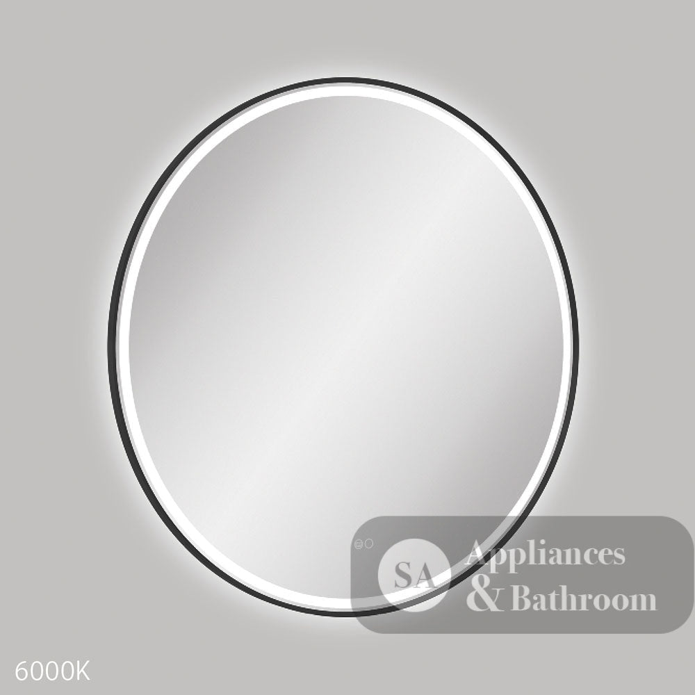 Fienza LED900FRB Reba LED Matte Black Framed Mirror 900mm - Mirrors