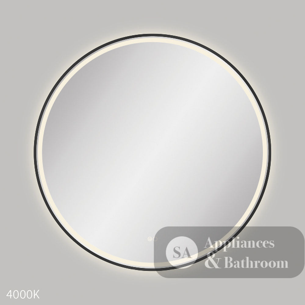 Fienza LED900FRB Reba LED Matte Black Framed Mirror 900mm - Mirrors