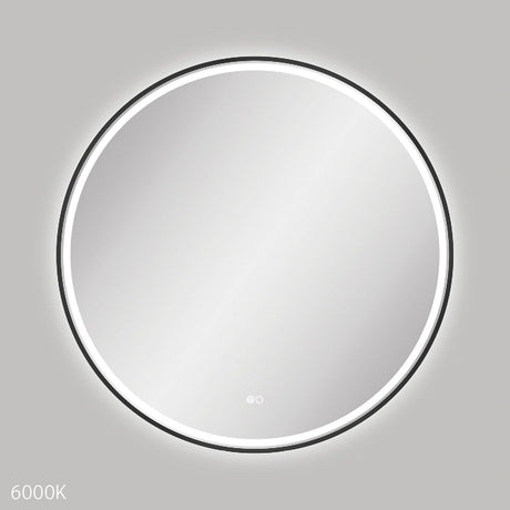 Fienza LED900FRB Reba LED Matte Black Framed Mirror 900mm - Mirrors