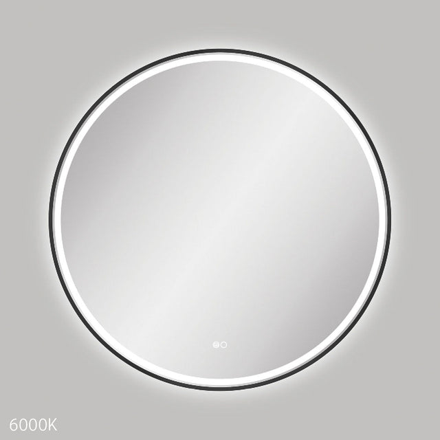 Fienza LED900FRB Reba LED Matte Black Framed Mirror 900mm - Mirrors
