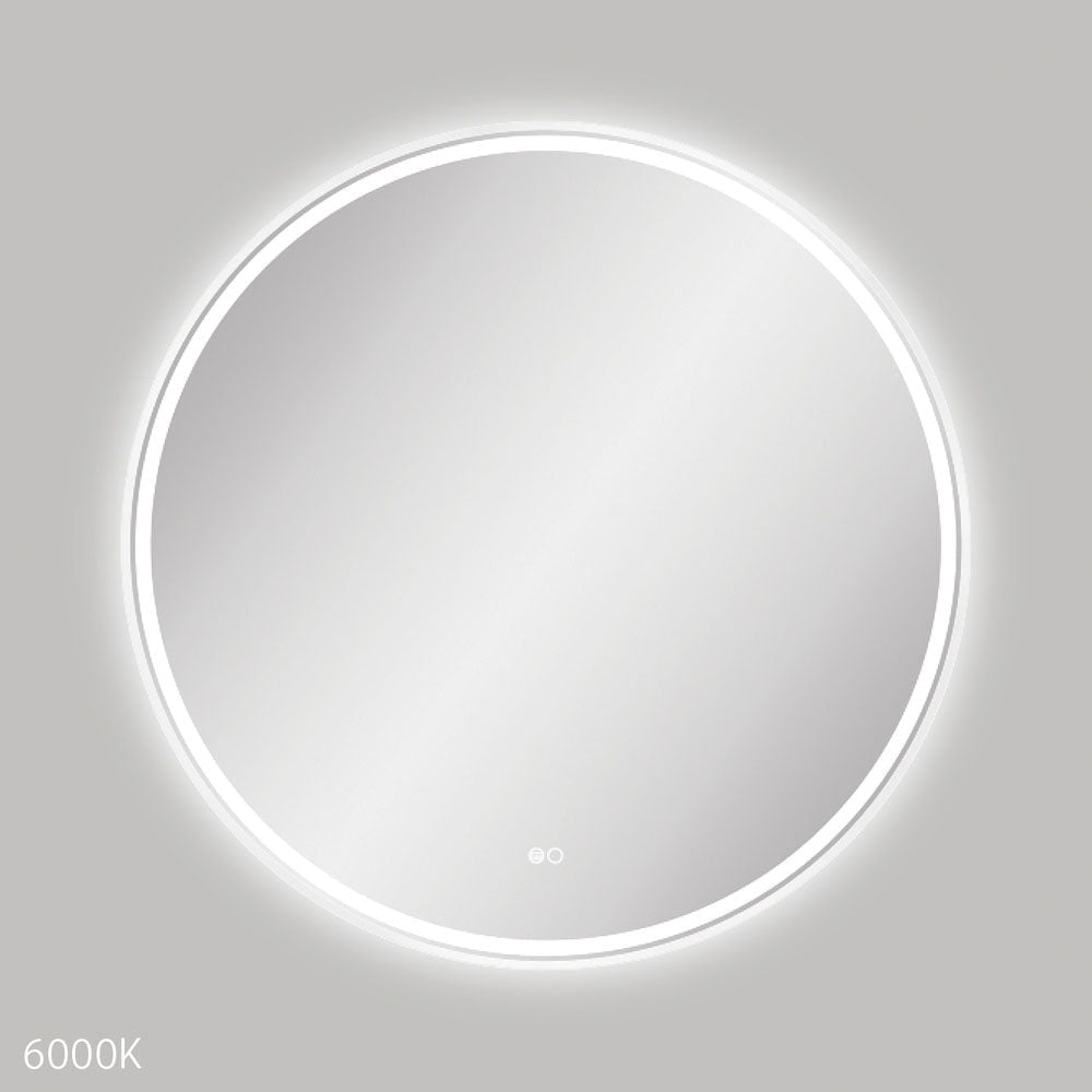 Fienza LED900FRW Reba LED Matte White Framed Mirror 900mm - Mirrors