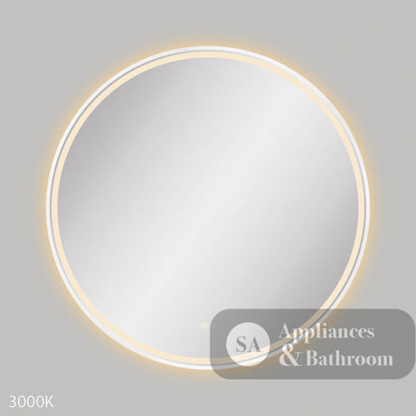 Fienza LED900FRW Reba LED Matte White Framed Mirror 900mm - Mirrors