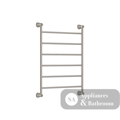 Fienza Lillian Heated Towel Rail - Brushed Nickel - 6 Bars | 600mm x 808mm - Heated Towel Ladder