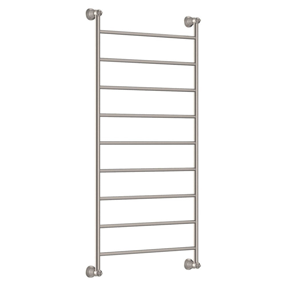 Fienza Lillian Heated Towel Rail - Brushed Nickel - 9 Bars | 600mm x 1208mm - Heated Towel Ladder