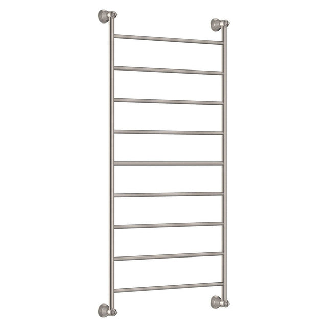 Fienza Lillian Heated Towel Rail - Brushed Nickel - 9 Bars | 600mm x 1208mm - Heated Towel Ladder