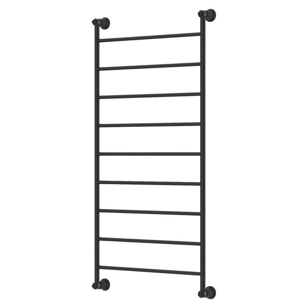 Fienza Lillian Heated Towel Rail - Matte Black - 9 Bars | 600mm x 1208mm - Heated Towel Ladder
