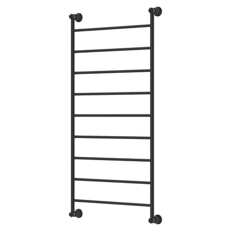 Fienza Lillian Heated Towel Rail - Matte Black - 9 Bars | 600mm x 1208mm - Heated Towel Ladder