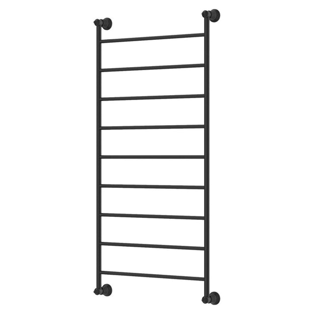Fienza Lillian Heated Towel Rail - Matte Black - 9 Bars | 600mm x 1208mm - Heated Towel Ladder