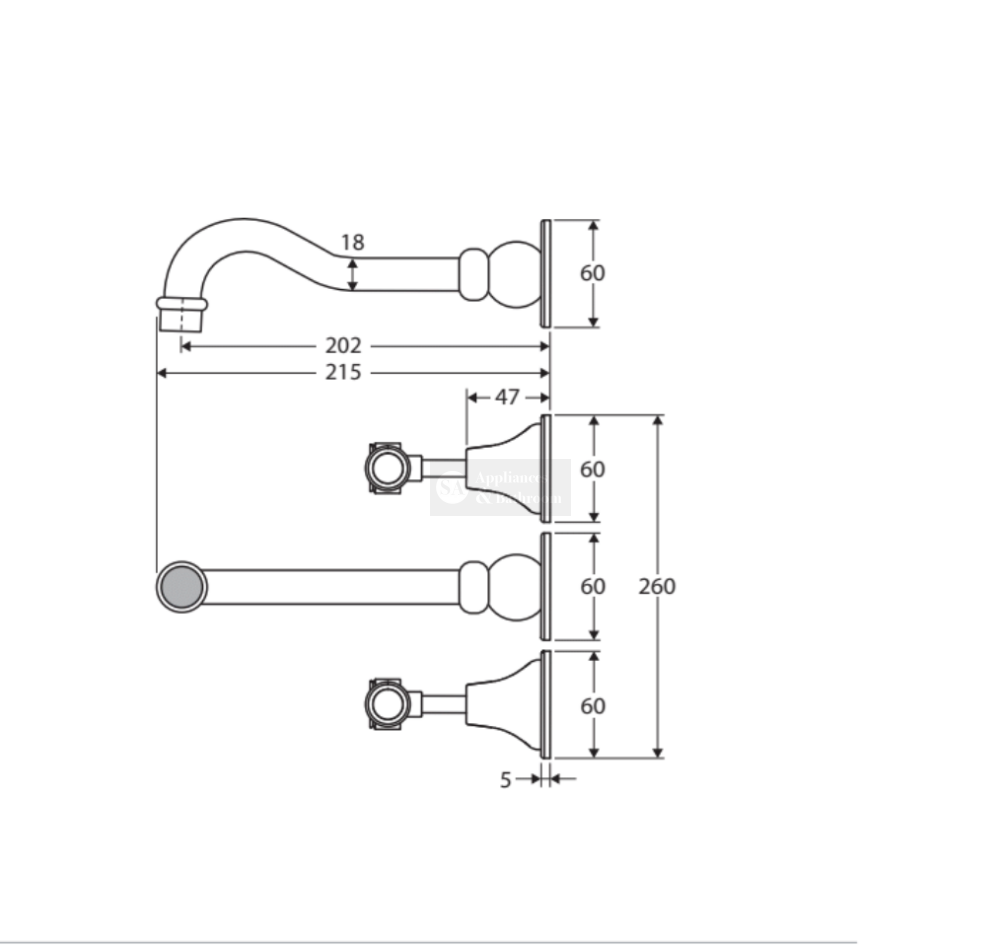 Fienza Lillian Lever Basin Bath Wall Set - Brushed Nickel 339102BN Tapware 3 Piece