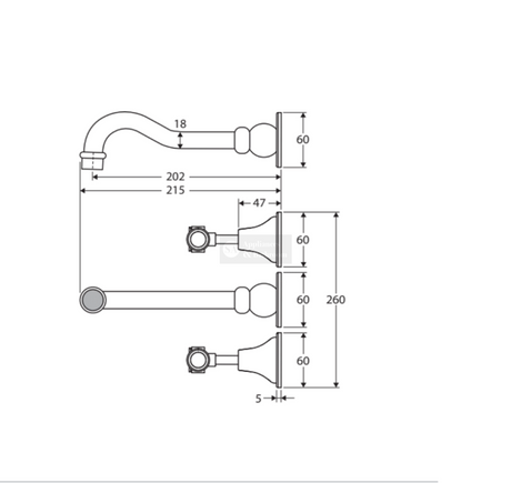 Fienza Lillian Lever Basin Bath Wall Set - Brushed Nickel 339102BN Tapware 3 Piece