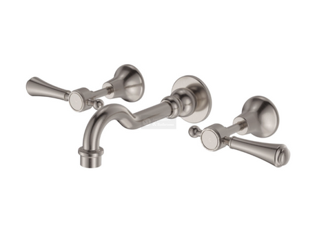 Fienza Lillian Lever Basin Bath Wall Set - Brushed Nickel 339102BN Tapware 3 Piece