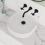 Fienza Lillian Lever Basin Bath Wall Set - Matte Black with Ceramic White Handles Tapware 3 Piece