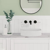 Fienza Lillian Lever Basin Bath Wall Set - Matte Black with Ceramic White Handles Tapware 3 Piece