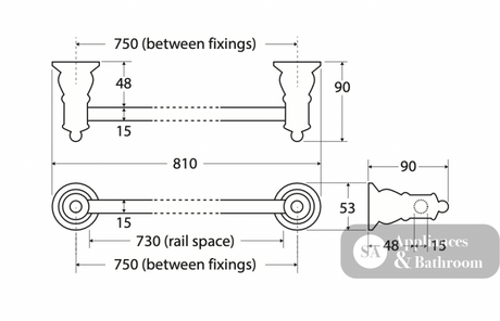 Fienza Lillian Single Towel Rail - Urban Brass - Towel Rail