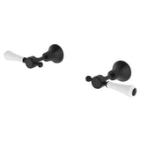 Fienza Lillian Wall Top Assemblies - Matte Black with Ceramic White Handles - Wall Top Assemblies