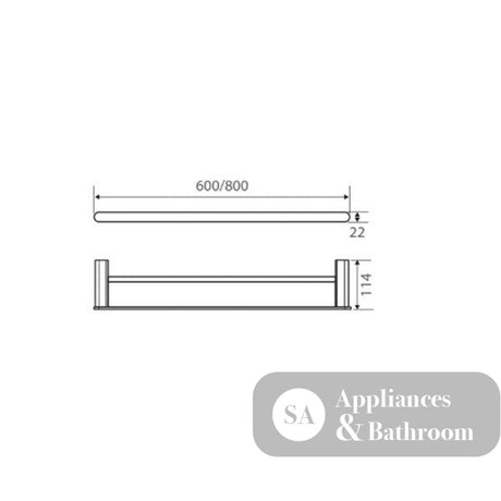 Fienza Lincoln 800mm Towel Rail Black & Chrome 86008800 - TOWEL RAIL & RACKS