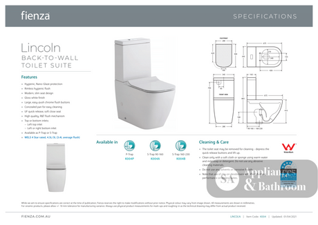 Fienza Lincoln Back-to-Wall Suite - Back to Wall Suites