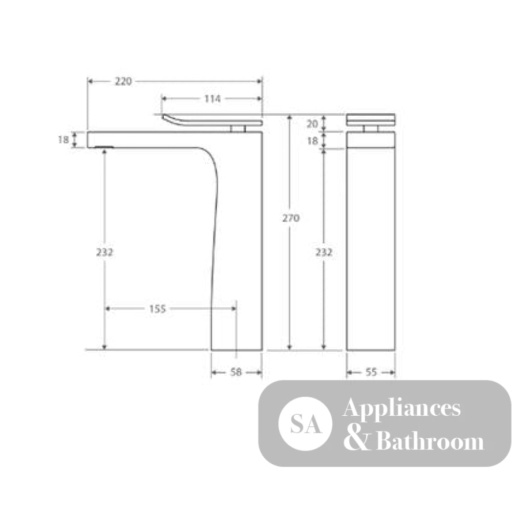 Fienza Lincoln Tall Basin Mixer Mixed Finish - Basin Mixer