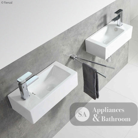 Fienza Linea TR4127 Wall Hung Ceramic Basin - 1 Left Hand Tap Hole White - Basins