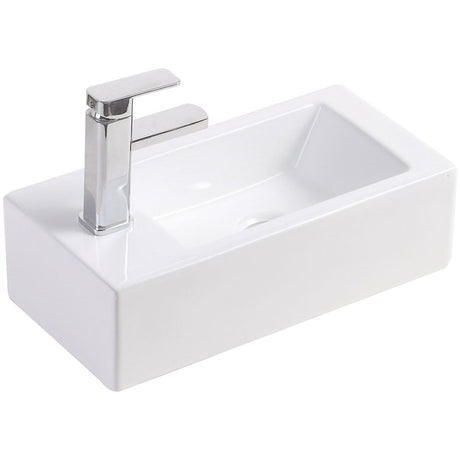 Fienza Linea TR4127 Wall Hung Ceramic Basin - 1 Left Hand Tap Hole White - Basins