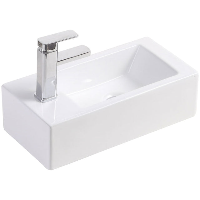 Fienza Linea TR4127 Wall Hung Ceramic Basin - 1 Left Hand Tap Hole White - Basins