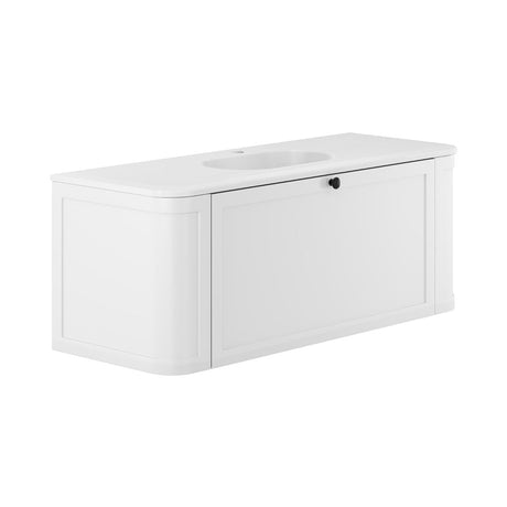 Fienza LOLM120CM Lola 1500 Minka Curved Satin White Wall-Hung Vanity One Tap Hole - Wall Hung Vanity