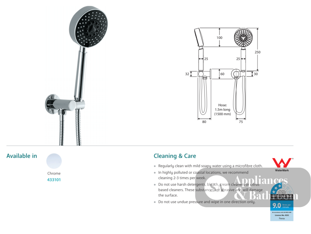Fienza Michelle Hand Shower - Chrome - Hand Shower