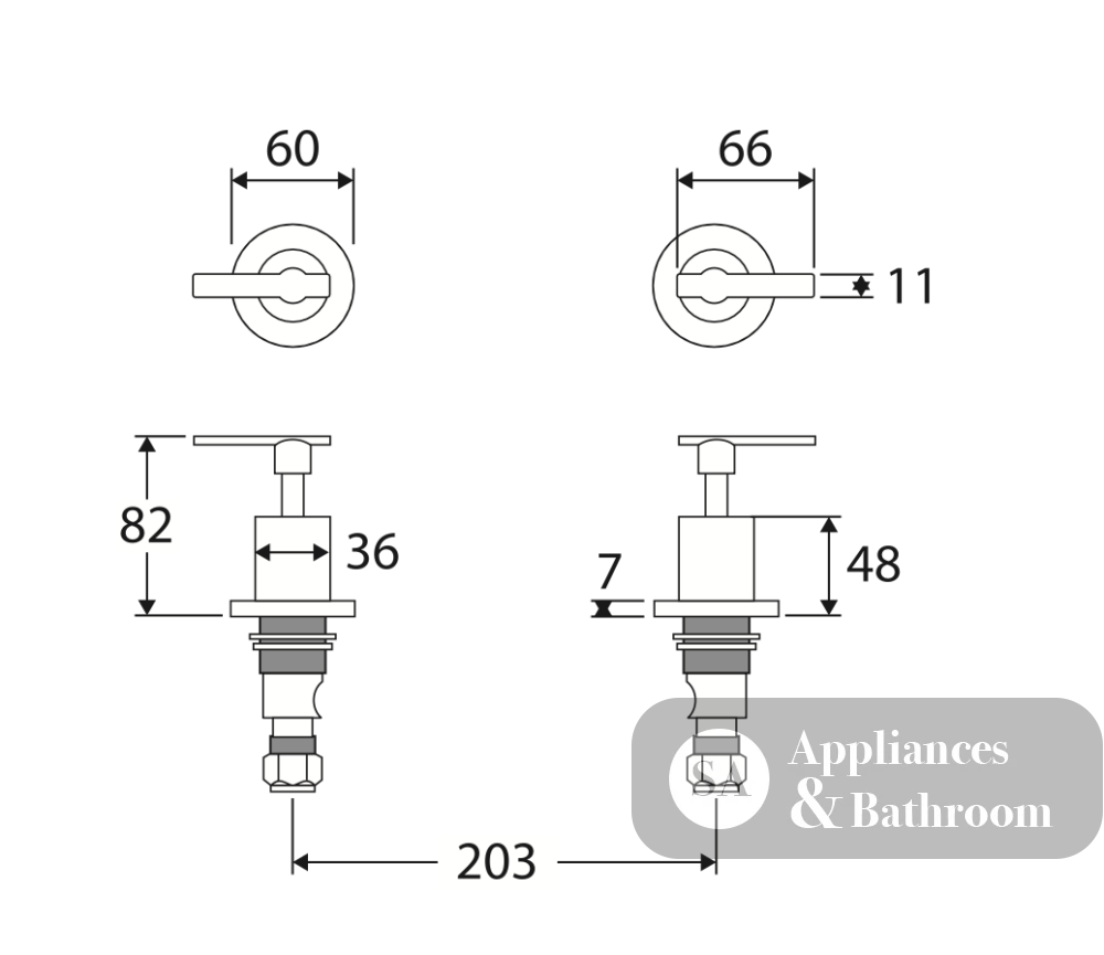 Fienza Michelle Lever - Chrome - Wall Top Assemblies