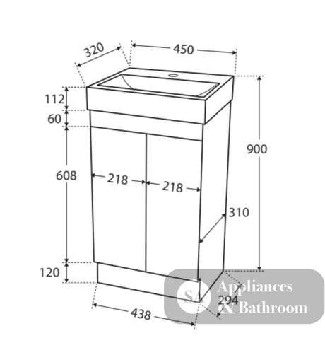 Fienza Minime-Set Mini Me 450Mm White Vanity Unit - Special Order Units