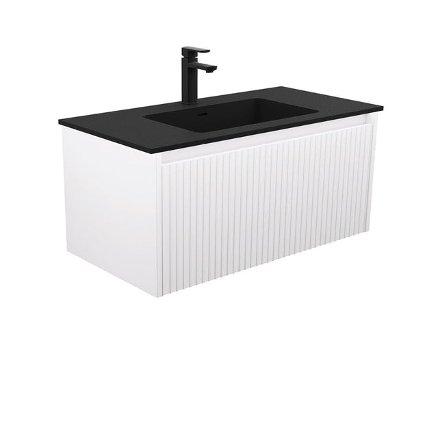 Fienza MON90RW 900 Montana Alina Satin White Wall-Hung Vanity - Vanity Units