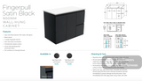 Fienza MON90ZBR Montana Fingerpull 900 Satin Black Wall Hung Vanity Right Drawers - Vanity Units