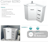 Fienza Pc6090 Corner 600X900 Vanity Unit White - Special Order Units