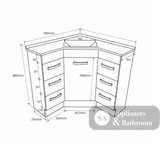 Fienza PC9090 Corner 900x900 Vanity Unit White - Vanity Units