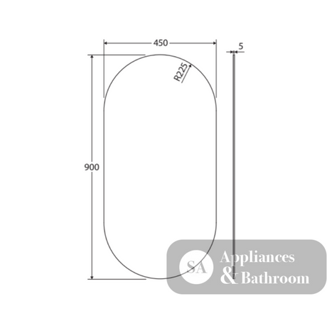 Fienza PEM450P Pill Mirror 450 x 900mm - Mirrors